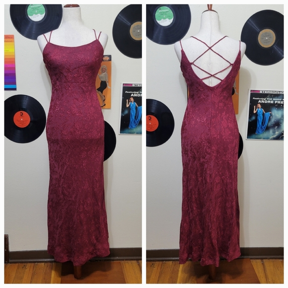 Maurices Dresses & Skirts - Maurices | 90s Vintage Burgundy Floral Evening Dress